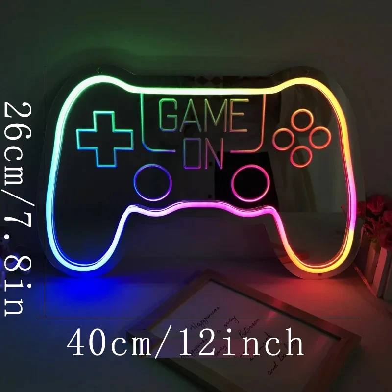 Imagem -05 - Rgb Led Mirror Night Light Neon Sign For Gamer Room Wall Decoração para Casa Placa Acrílica Personalizada Bluetooth App Gamepad Gamer