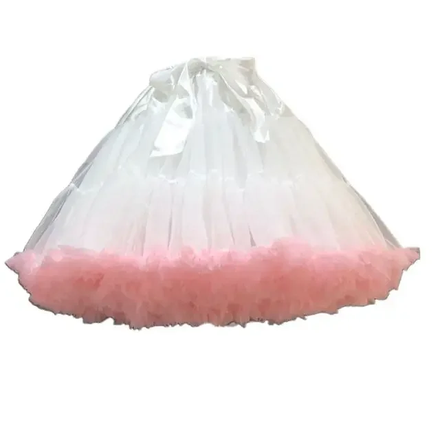 ผู้หญิง Lolita คอสเพลย์ Petticoat A-Line Puffy Tutu กระโปรง Layered Tulle บัลเล่ต์เต้นรํา Pettiskirts ใหญ่ Bowknot กระโปรง