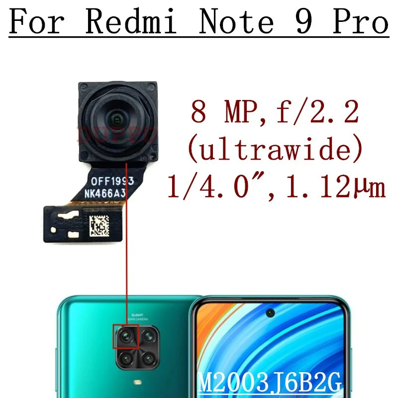 For Xiaomi Redmi Note 9 Pro Note9 9Pro Front Rear Back Camera Main Facing Frontal Selfie Camera Module M2003J6B2G