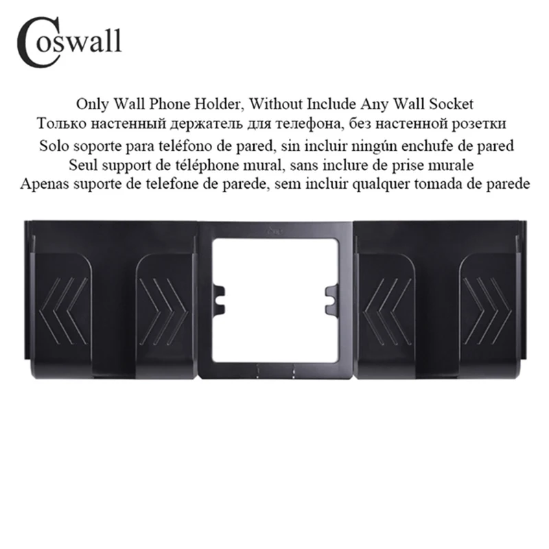 Coswall Type-C Interface Outlet Full Mirror Crystal Panel Black Wall EU Russia Spain French Standard Socket With USB Charge Port