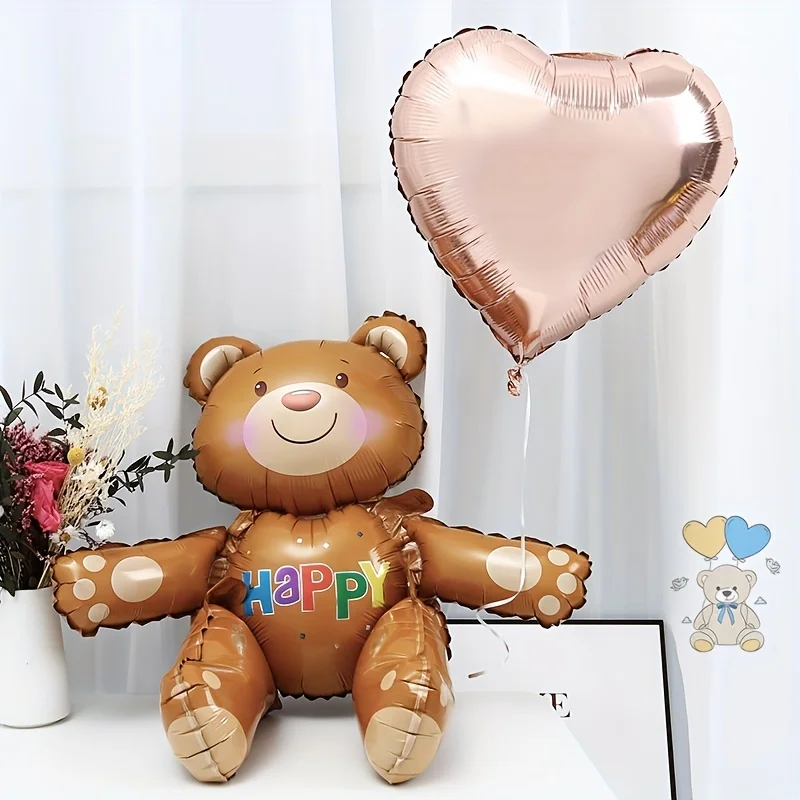 1PCS Cub Bear Aluminum Film Balloon Embracing Bear Children\'s Birthday Wedding Party Cake Decoration