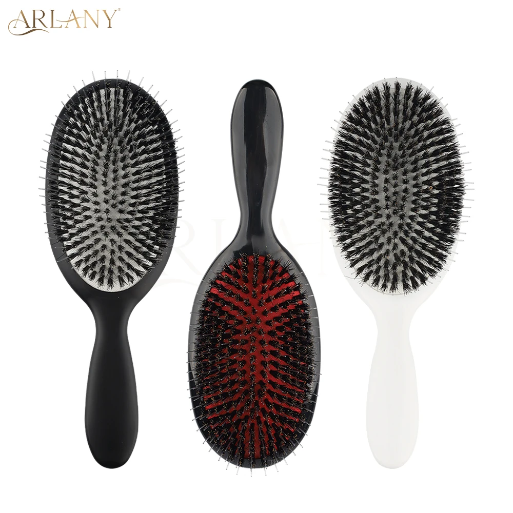 

ARLANY Boar Bristle Hair Brush Nylon Teeth Hairbrush for Smoothing Detangling Grooming Large Hair Extension Brush for Women