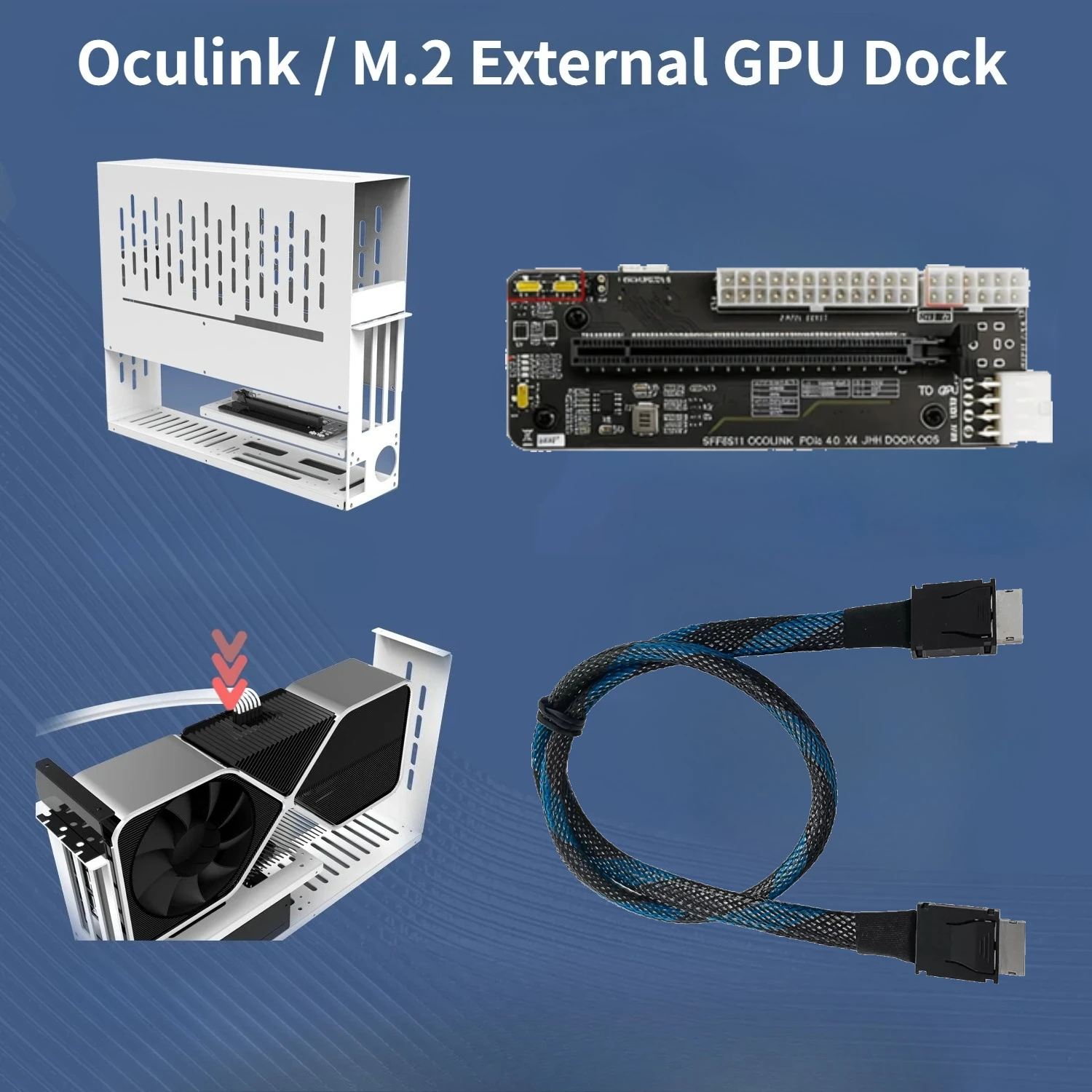 Oculink External GPU Dock PCIe 4.0x4 GEN 4 Laptop GDP Handheld Console White Metal Frame Case Base Adapter GPU Enclosure For DIY