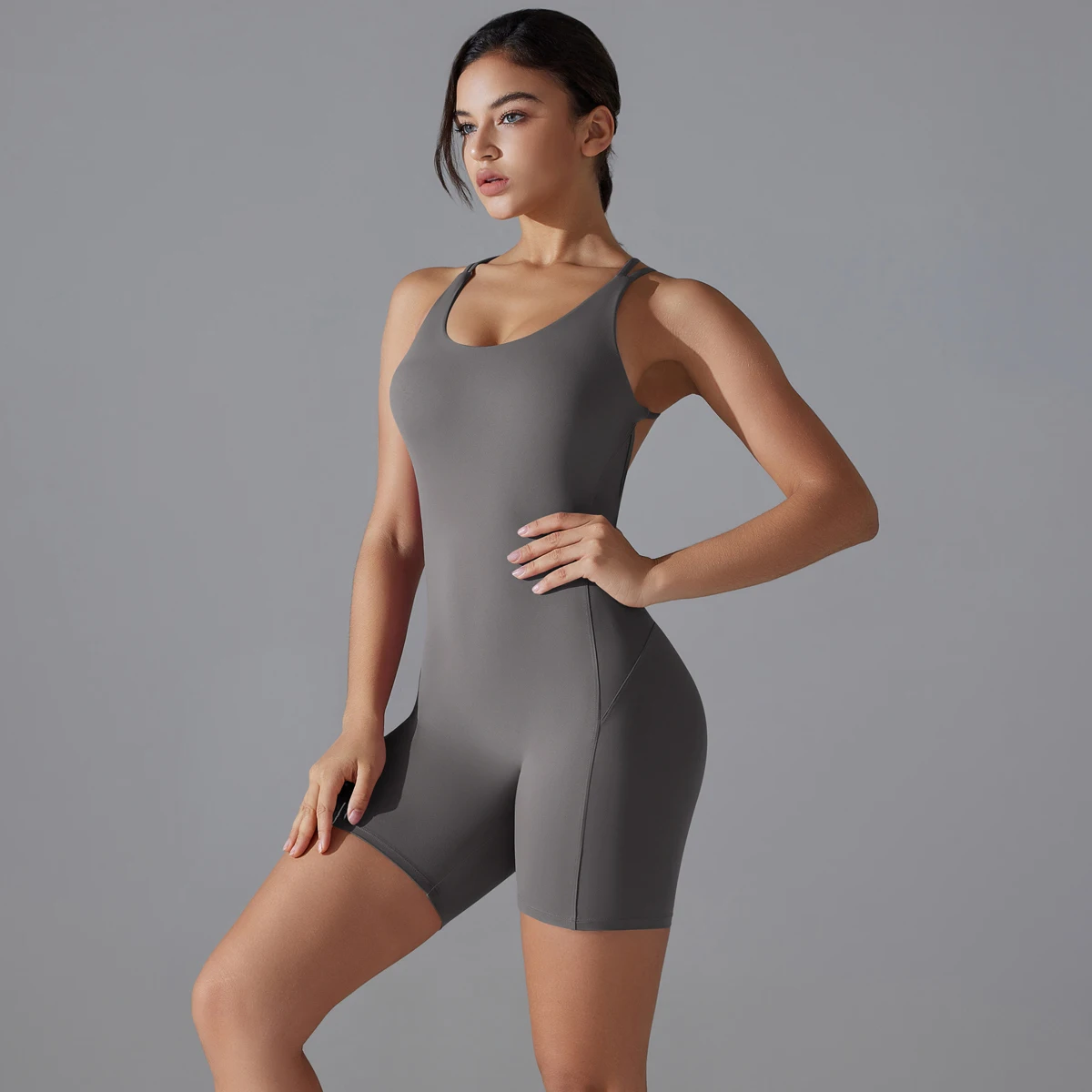 Yoga Set Sexy Backless Sporty Tight Jumpsuit Raises Butt Playsuit Women Romper Summer Gym Fitness Short Overalls One Pieces Set