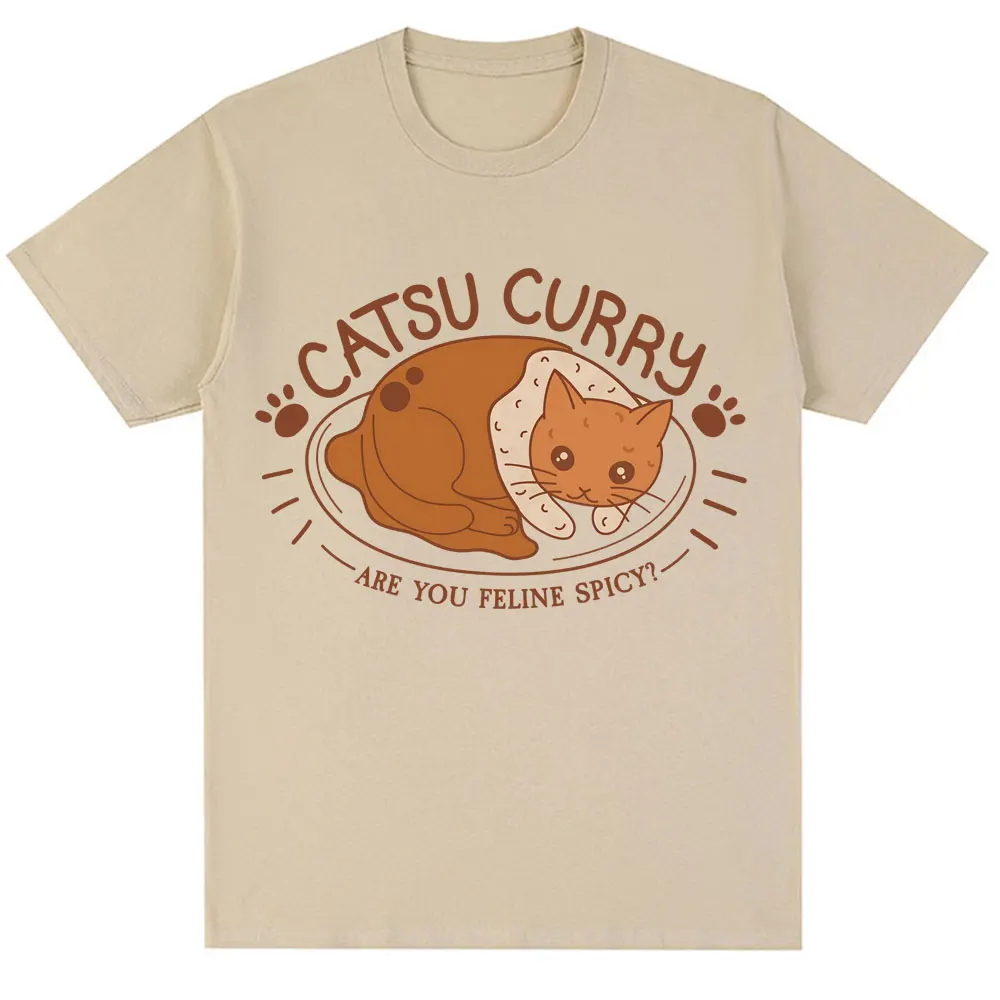 Camisetas divertidas de Japón Catsu Curry Meme, camisetas informales de algodón de gran tamaño a la moda Vintage Kawaii de manga corta para hombres y mujeres, regalos
