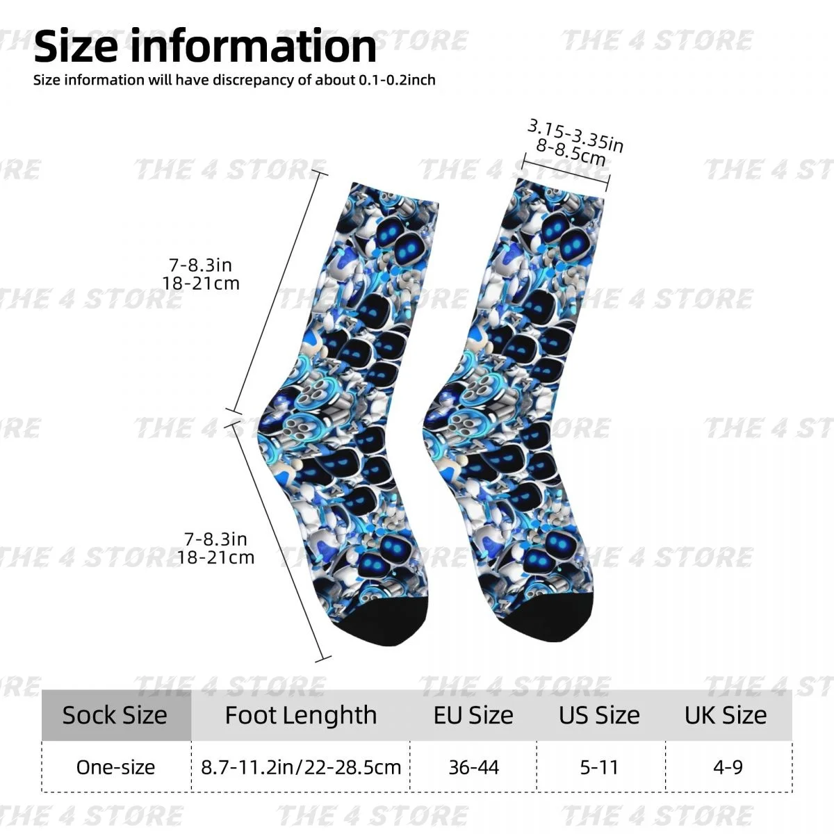 High elasticity polyester fiber 3D printing cosy Unisex Windproof Astrobots Playroom Game Interesting Four Seasons Socks