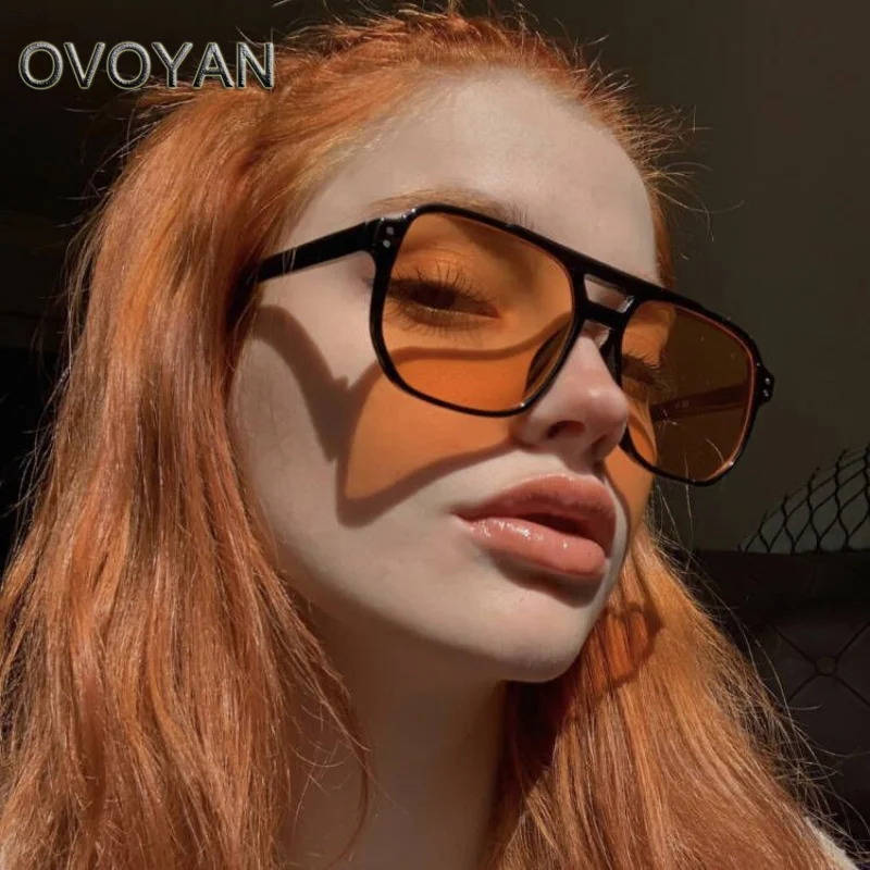 

OVOYAN 2023 Square Sunglasses Women Simple Oversized Sun Glasses Women/Men Vintege Shades Women Driving Gafas De Sol Hombre