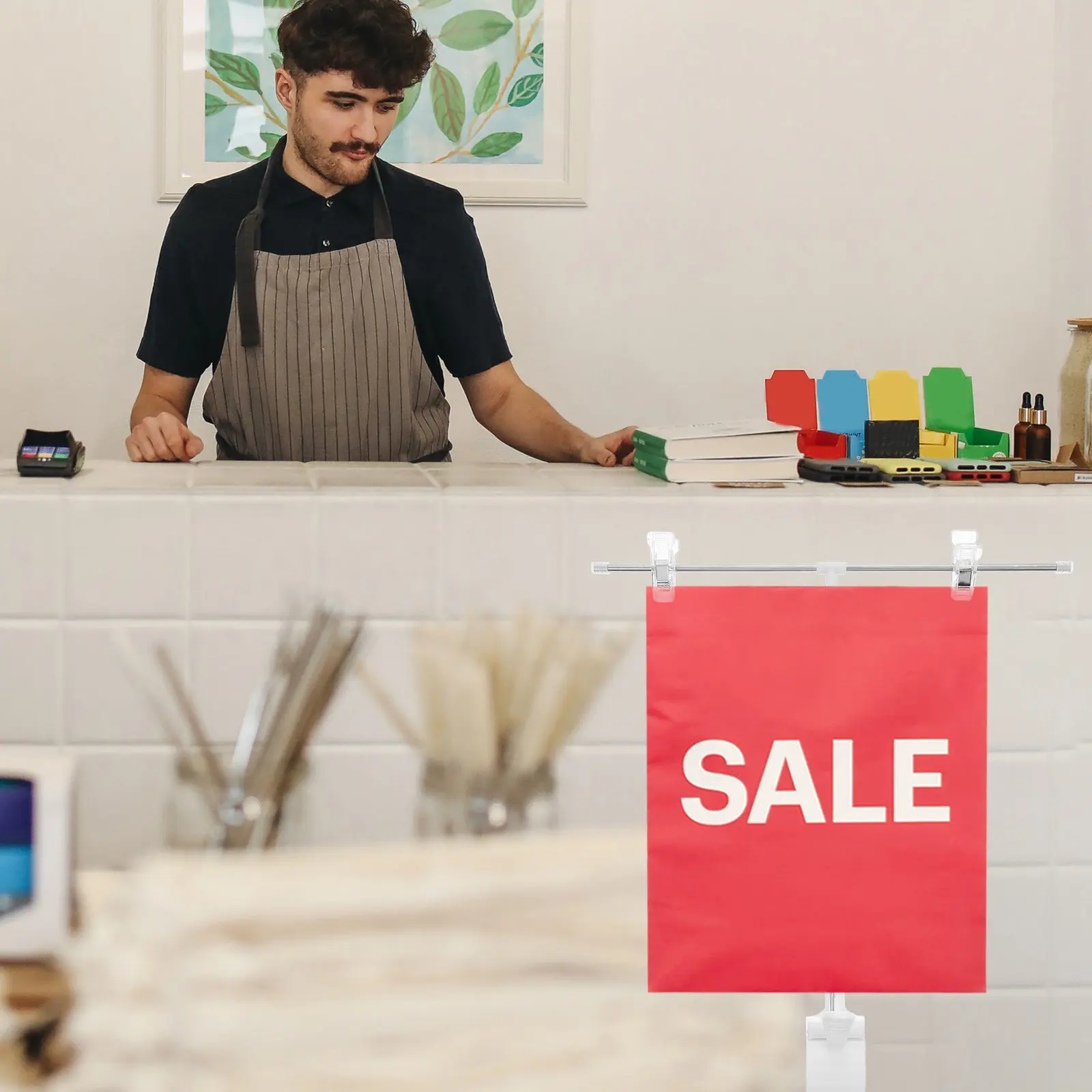 Heavy Duty T-Shaped Poster Display Stand Rust Resistant Steel Height Adjustable Easy Setup Poster Holder for Menu Signs