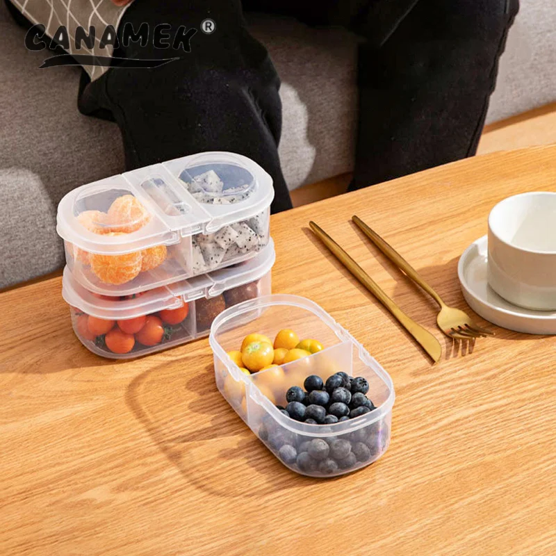 Double Compartment Covered Kitchen Food Grain Sealed Tank Multifunctional Kitchen Refrigerator Plastic Storage Fresh Box