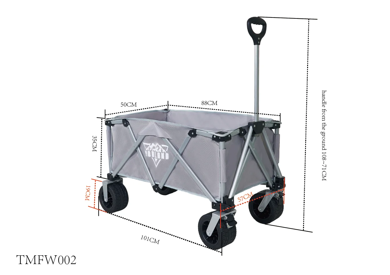 Heavy Duty All-terrain Big Wheels Folding Wagon Outdoor Camp Collapsible Beach Wagon Cart