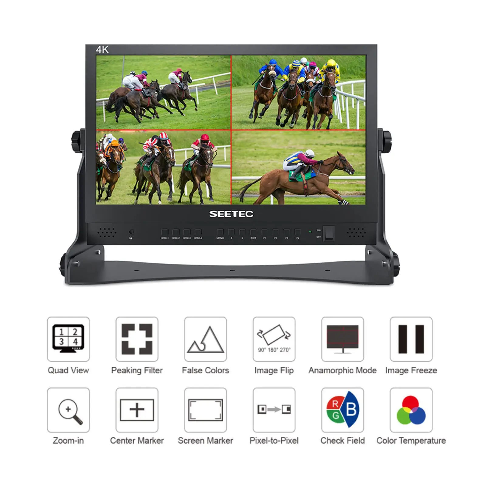 SEETEC ATEM156 15.6 Inch Live Streaming Broadcast Director Monitor HDMI Quad Split Display for ATEM Mini/Pro Studio Television