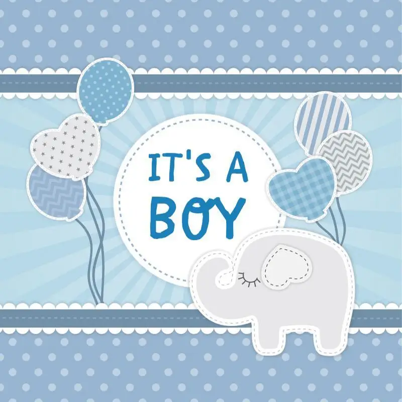 

Boy Or Girl Elephant Balloons Newborn Photography Backdrops Blue Pink Dots Pattern Kids Birthday Wall Poster Photo Backgrounds