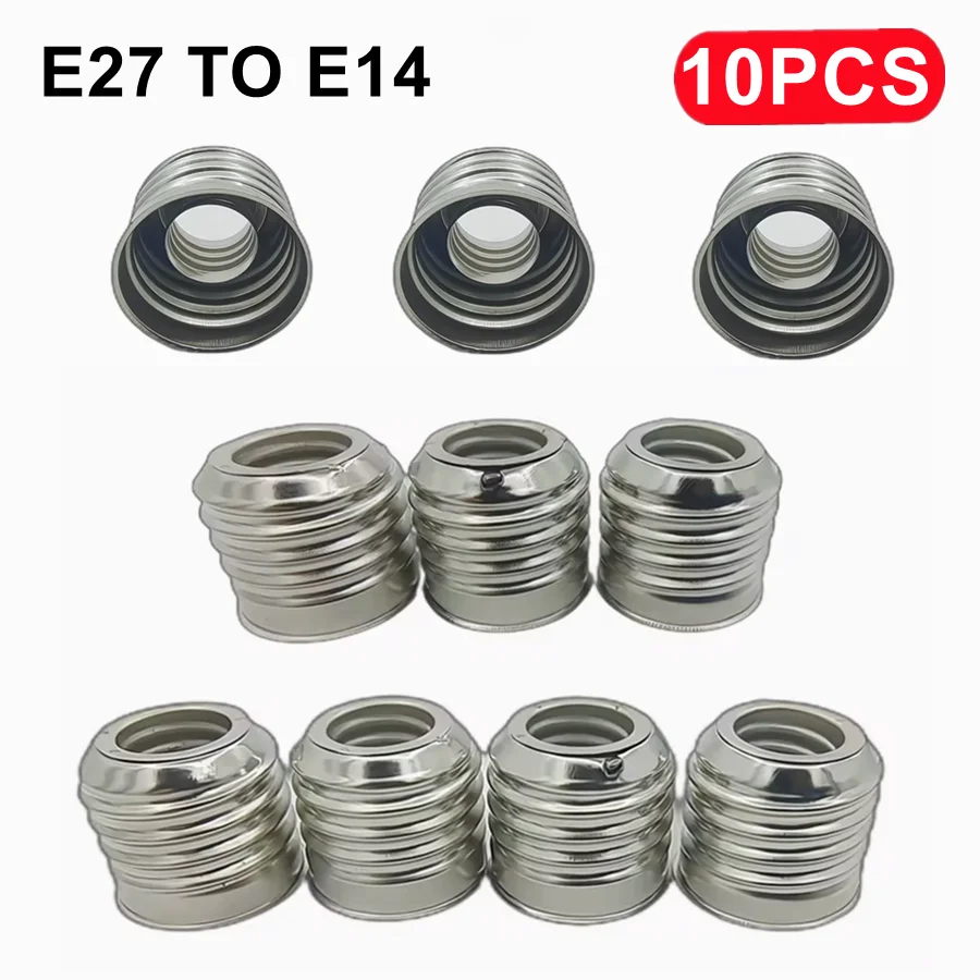 10PCS E27 To E14 Iron Lamp Holder Converter Fireproof Socket Base Converter Light Bulb Adapter Conversion Lighting Accessories