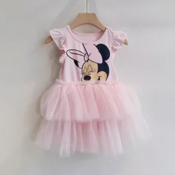 Letnie dziecięce sukienki księżniczki bez rękawów Minnie Mouse Print Dress 1-6Y Girl Casual Dress