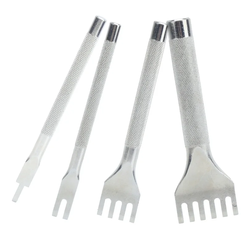 Prong Punch Tool Lacing Chisel Set Leather Hole Punches High Speed Steel Industrial Supplies(1+2+4+6 Teeth Set )