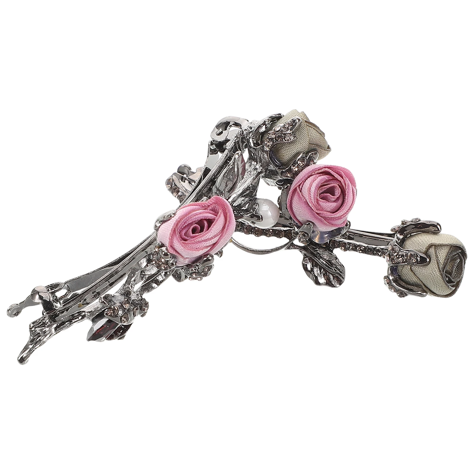 

2 Pcs Rhinestones Hairpin Rose Clips for Alloys Accessories Flower Hairpins Women