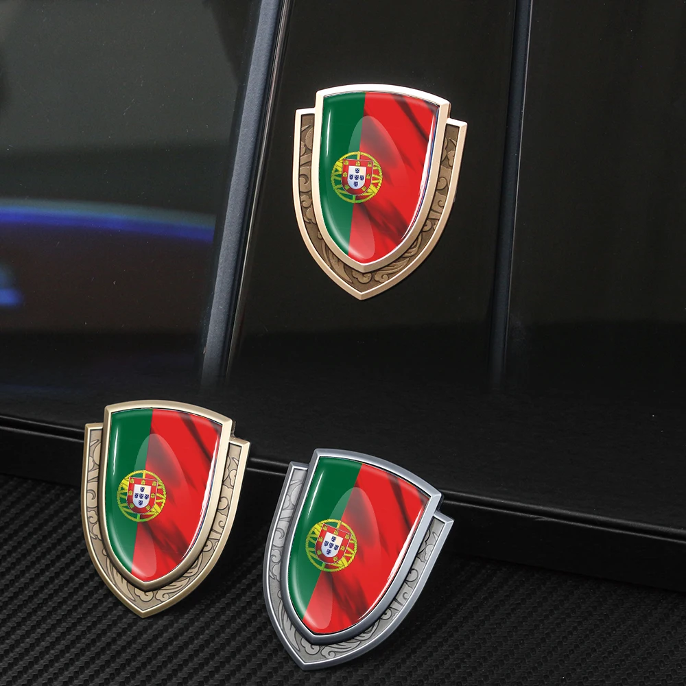 3D Metal Car Oil Tank Motorcycle Sticker For Portugal, Switzerland, Israel, Mexico Flag Emblem Customized LOGO Decor Stickers