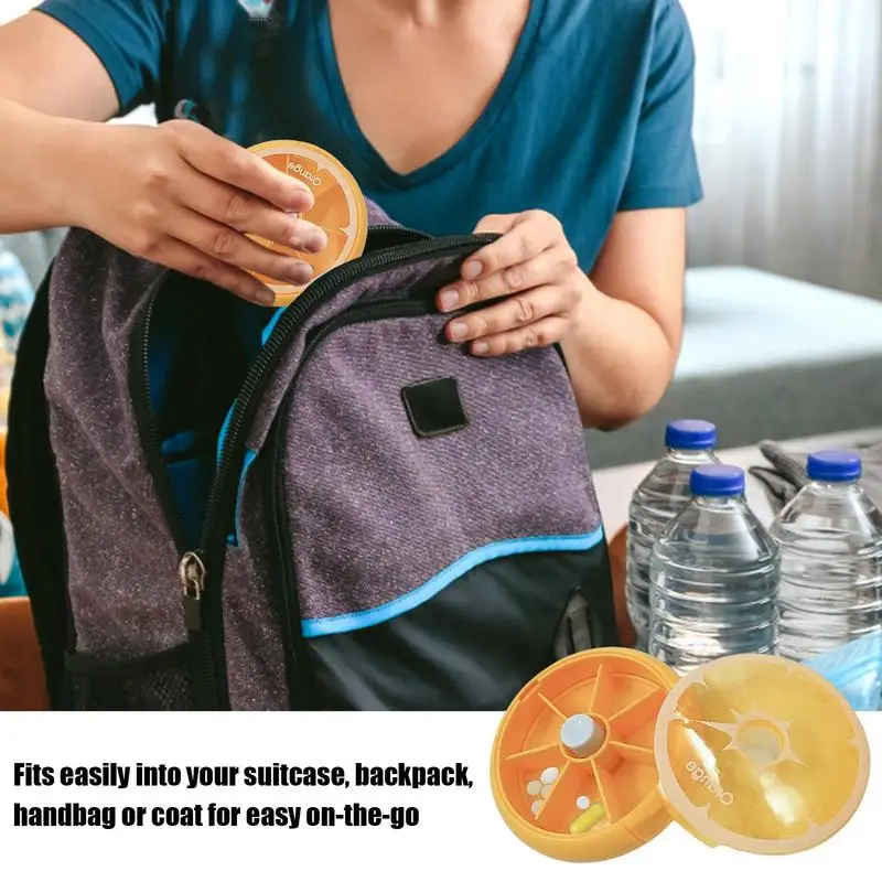 Pill Box Weekly Round Dose Weekly Pill Organizer Pill Box Case To Hold Medication Vitamin Fish Oil And Supplements