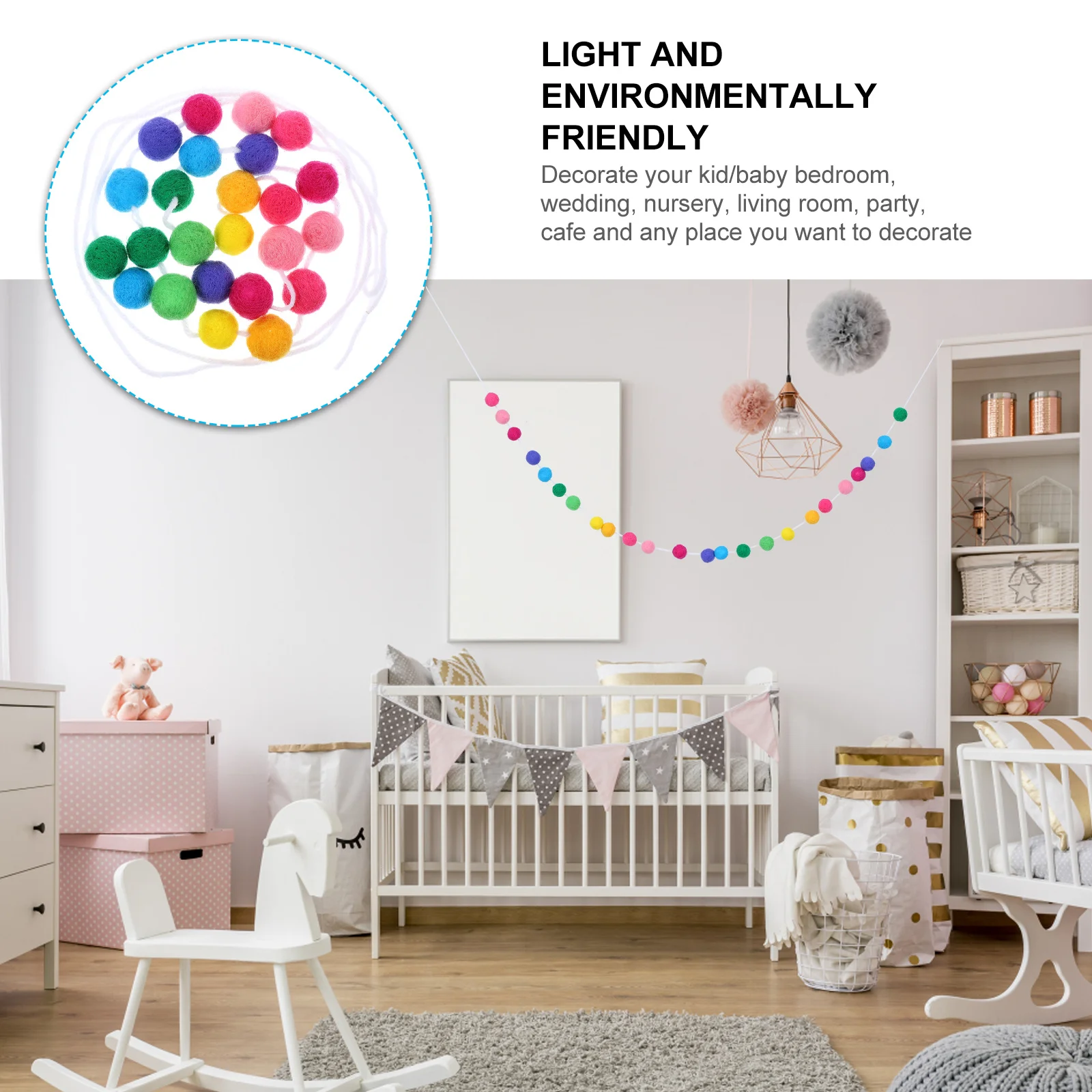 

Felt Ball Banner Pom Pom Ball String Hanging Ornaments Kids Room Home Wall Decoration Photo Props Party Decor Kids Room Pendants
