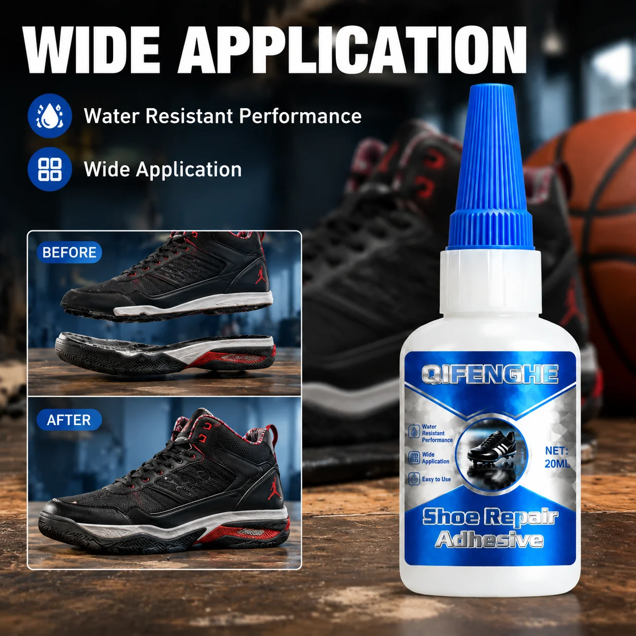 QIFENGHE 20ML Shoe Repair Adhesive, Waterproof Strong Instant Shoe Fix Glue for Sneaker Sole Crack, Heavy Duty Footwear Repair G