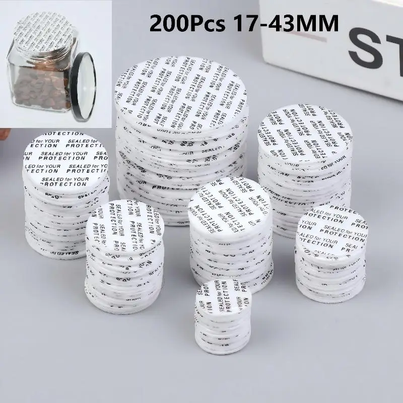 New 200Pcs/Bag 17/22/24/26/27/30/34/43mm Pressure Sensitive PS Foam Cap Seals Liners Self-adhesive Tamper Resistant Seals Liner