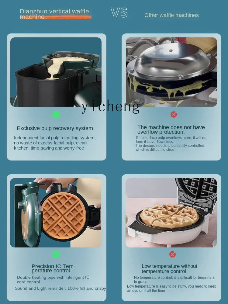 Anti-Overflow Vertical Waffle Machine Commercial Stall Professional Light Food Machine Breakfast Machinec28