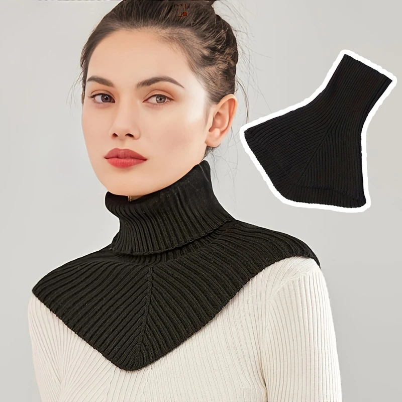 Knitted Fake Collar Scarf For Women Warm Turtleneck Neck Warmer Detachable False High Neck Collar Winter Windproof Scarf