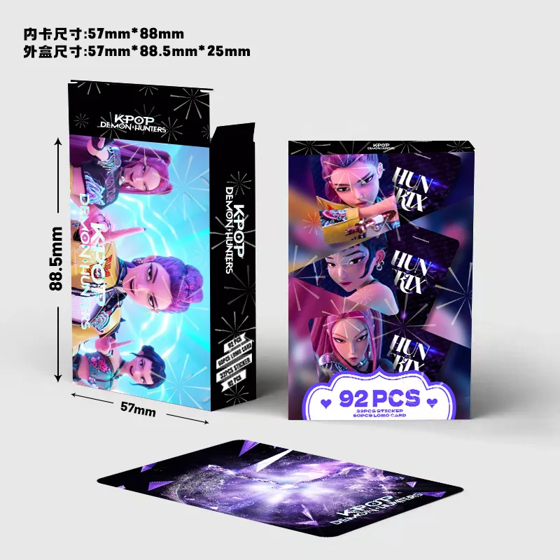 New 92PCS K-pop Cards Demon Hunters Anime Collection Set Trendy Fancy Huntrix Sajaboys Lomo Photo Cards For Birthday Gift Toys