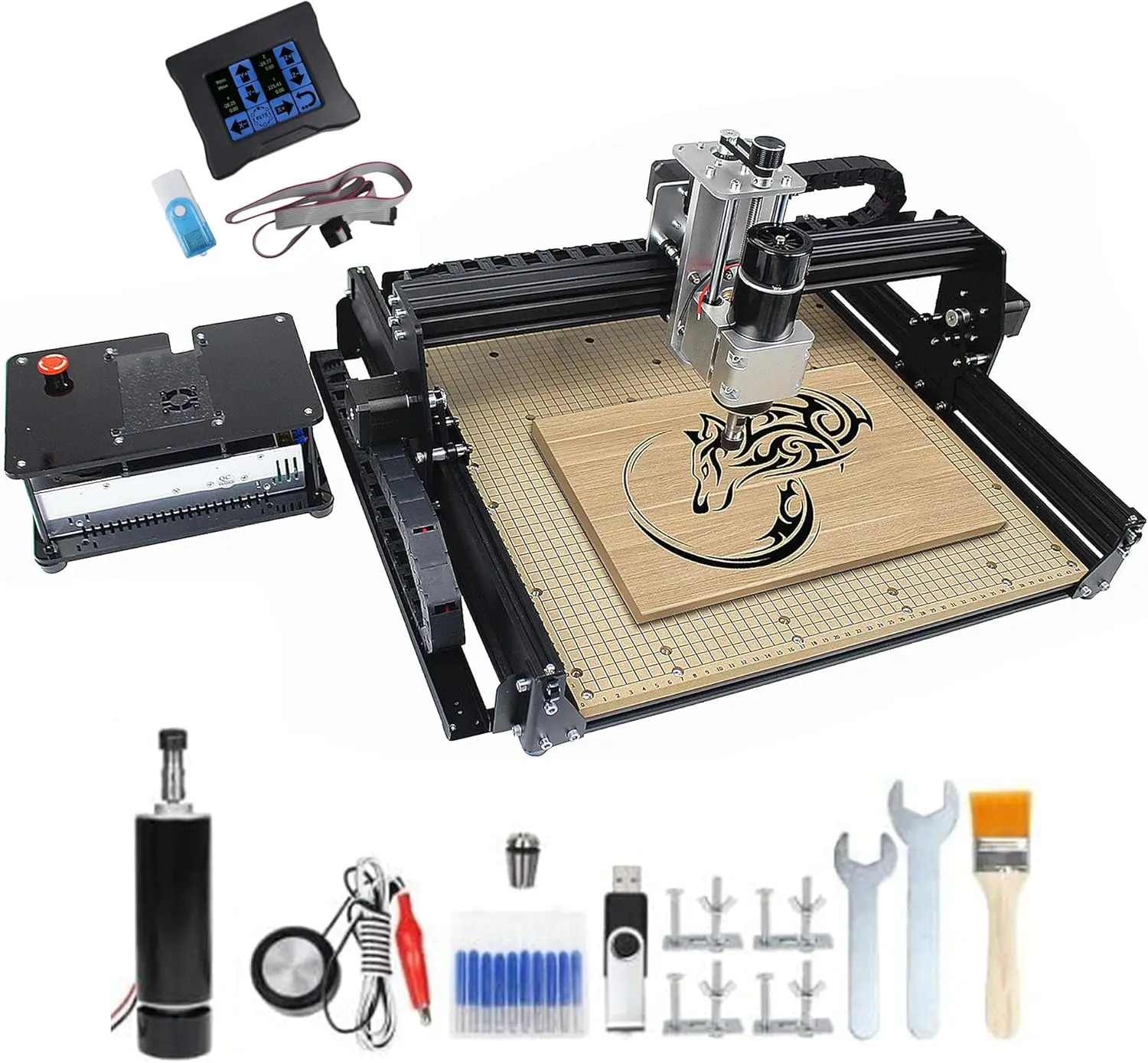 

4540 Фрезерный станок с ЧПУ, шпиндель 500 Вт, 11000 об/мин, 3-осевой фрезерный гравировальный станок GRBL с автономным контроллером/E-Stop/