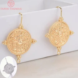 (2130)6PCS Length 36MM 24K Gold Color Plated Round Earring Hook Jewerly Making Diy Jewelry Findings Accessories Wholesales
