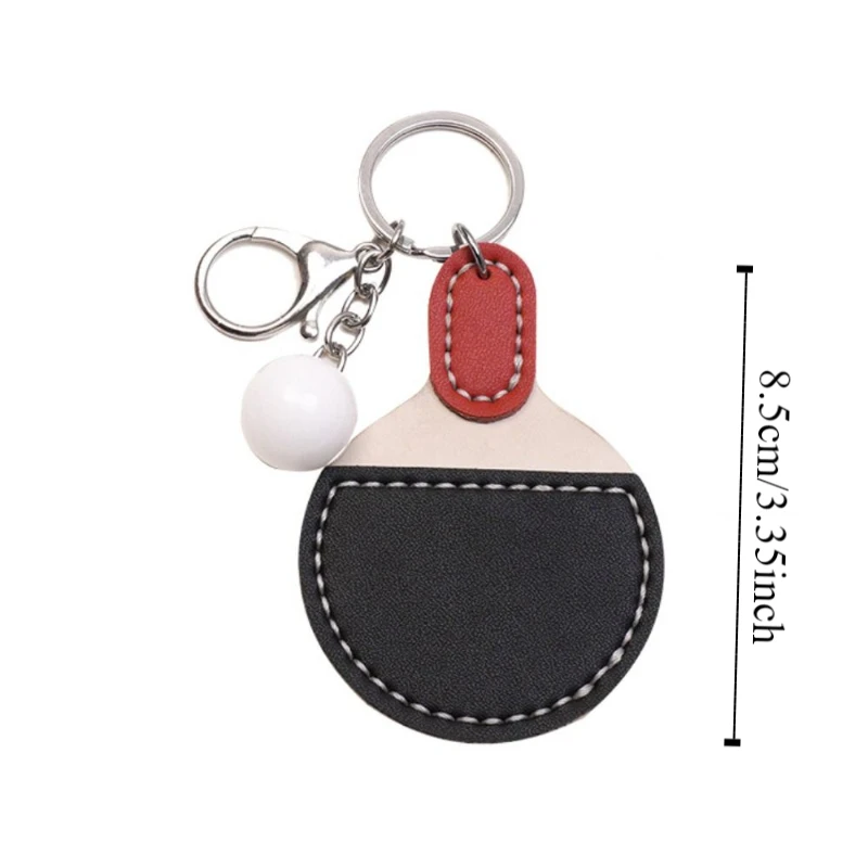Leather Ping Pong Racket Pendants Anti-lost Hand-sewn DIY Ping Pong Keyrings Girl Heart Ins Sports Fans Key Ring Small Gifts