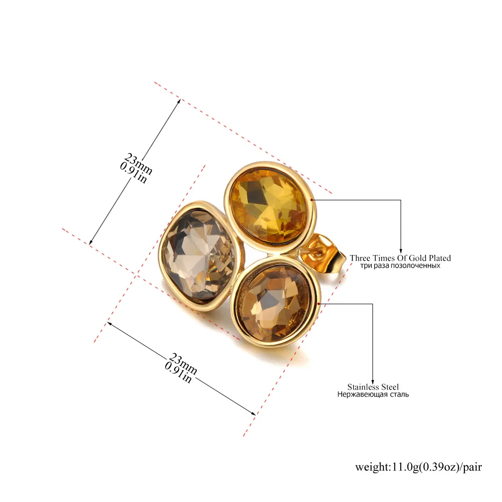 Lokaer Stainless Steel Colorful Cubic Zirconia Stone Stud Earrings 18k PVD Plated Waterproof Fashion Daily Women Jewelry E24203