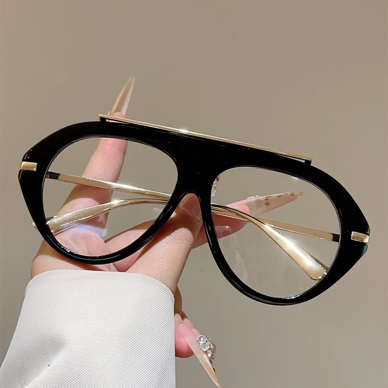 KAMMPT Oversized Pilot Glasses Men 2026 New Fashion Blue Light Blocking Optical Frames Women Trendy Brand Design Decor Eyewear view 4