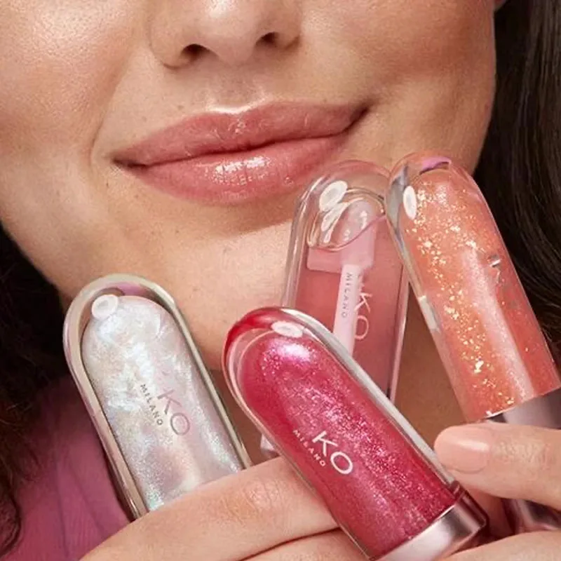 2025 3D 미러 워터 이펙트 밀크티 빈 페이스트 컬러 투명 립글로스 롱래스팅 영양 공급 색상 지속 미러 립스틱