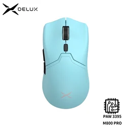 Delux-ratón inalámbrico M800PRO para videojuegos, periférico con conexión trimodo, PAW3395, 26000DPI, 6 botones programables, Macro, colorido, para PC