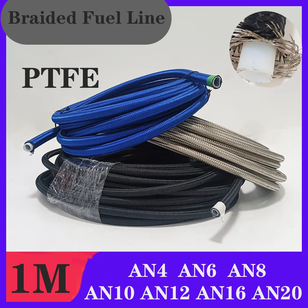 

AN4 AN6 AN8 AN10 AN12 AN16 AN20 Universal Racing Hose Nylon Stainless Steel Braided PTFE Brake Hose E85 Fuel Oil Cooler Pipe