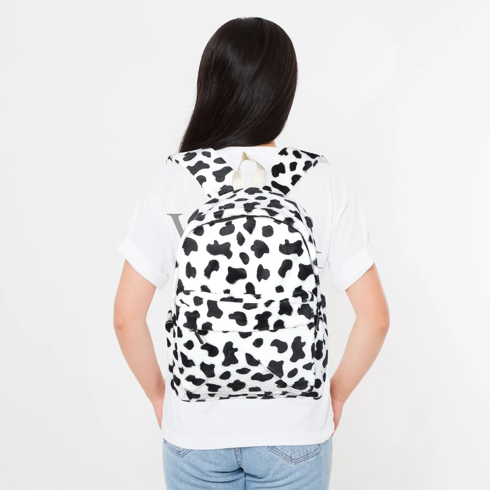 

1Pcs Cow Prints Schoolbag Spacious Large Capacity Comfortable Student Travel Shopping Backpack Storage Backpack