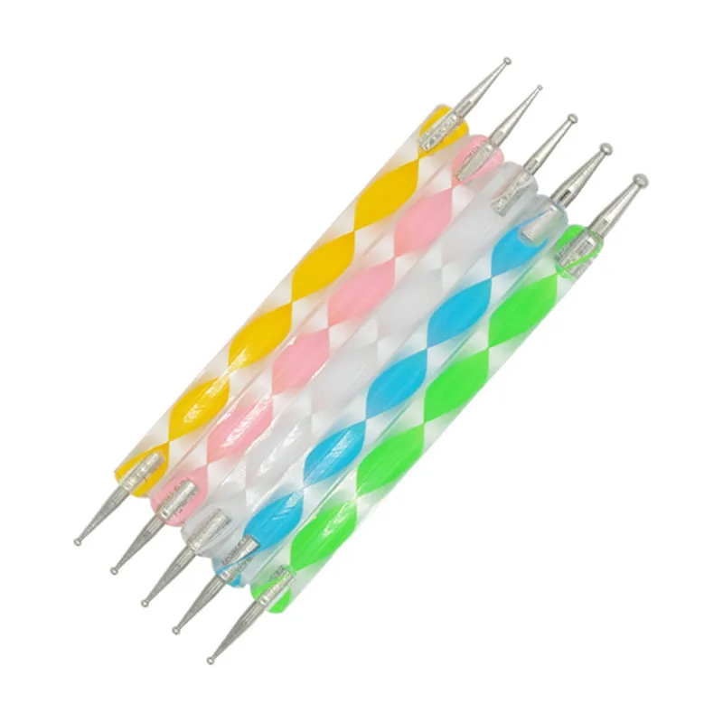 

5pcs Double Heads Dotting Marbleizing Drilling Pens Nail Art Dot Dotting Tools Flower Painting Polish Drawing Rhinestones Picker