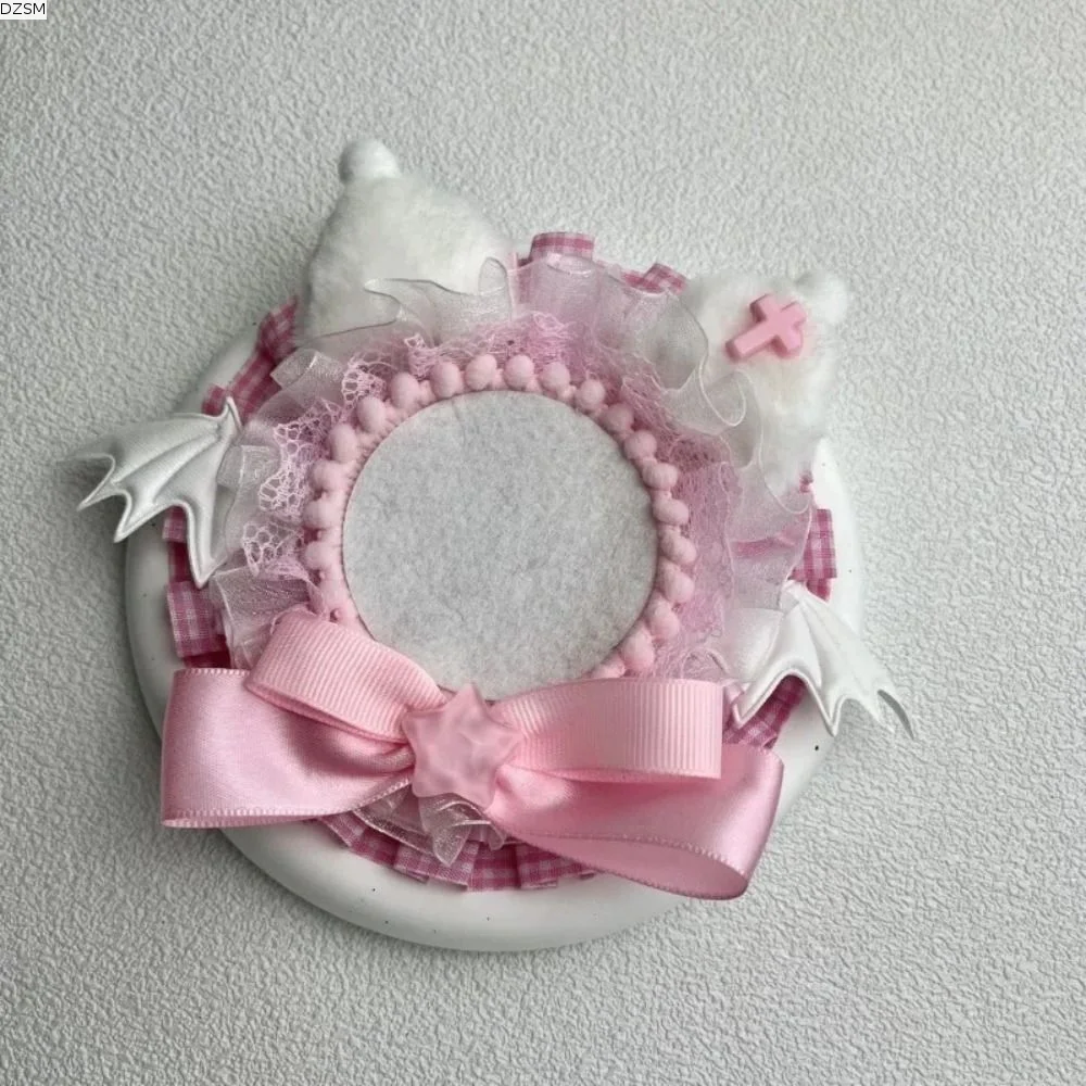Sweet Lace Magnetic Anime Badge Holder Star Wings Pins Display Base Plush Bow Cat Ears Badge Flower Ita Bag Accessories