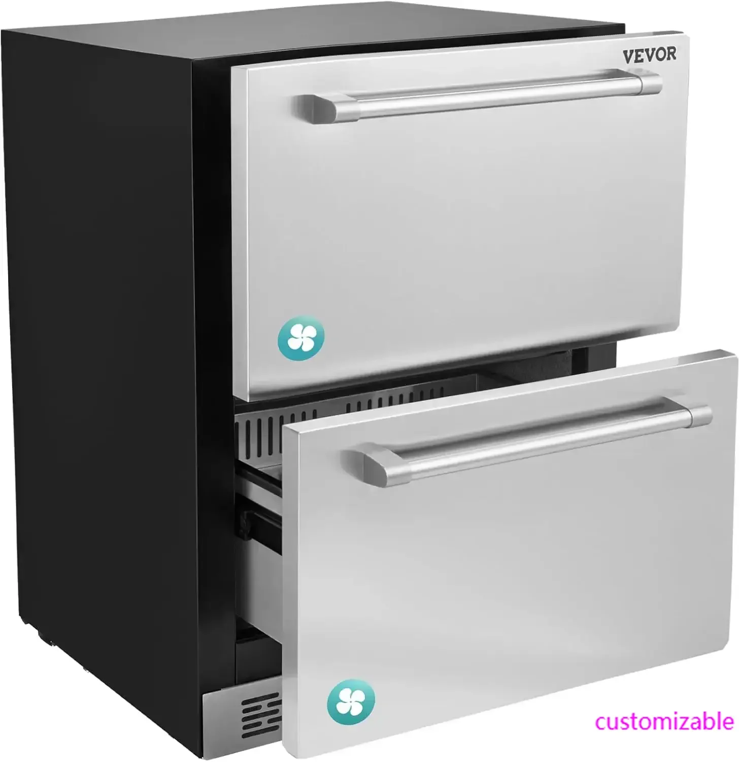 

24" Undercounter Refrigerator, 2 Drawer Built-in Beverage Refrigerator with Touch Panel, 5.12 Cu.ft. Capacity, Waterproof Indoor