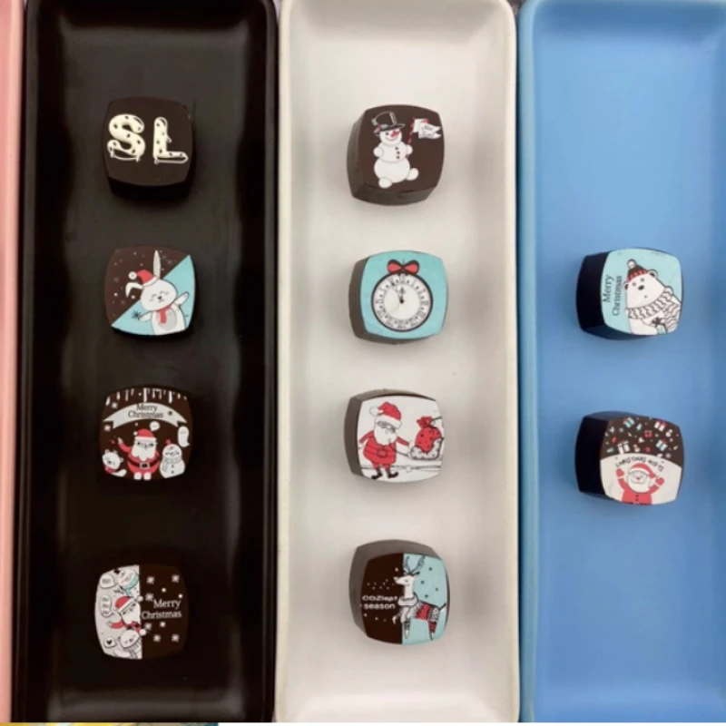 

10 Pcs Christmas Series Baking Mold Chocolate Transfer Paper Biscuit Cake Decoration Mold Kitchen Dining Bar