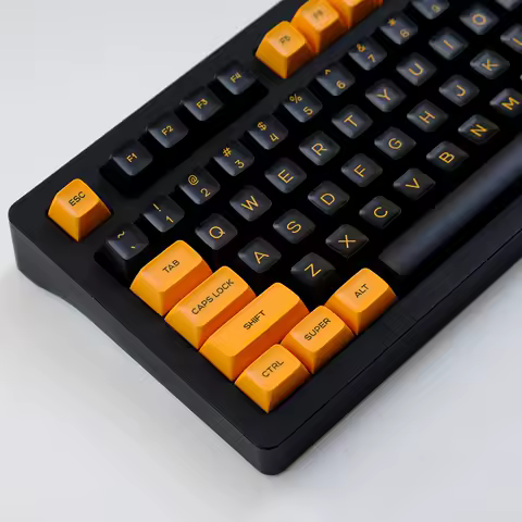 KBDiy 142 Keys/Set SA Profile&nbsp;Black and Yellow Keycaps Double Shot PBT Keycap Custom for Mechanical Gaming Keyboard Key Caps