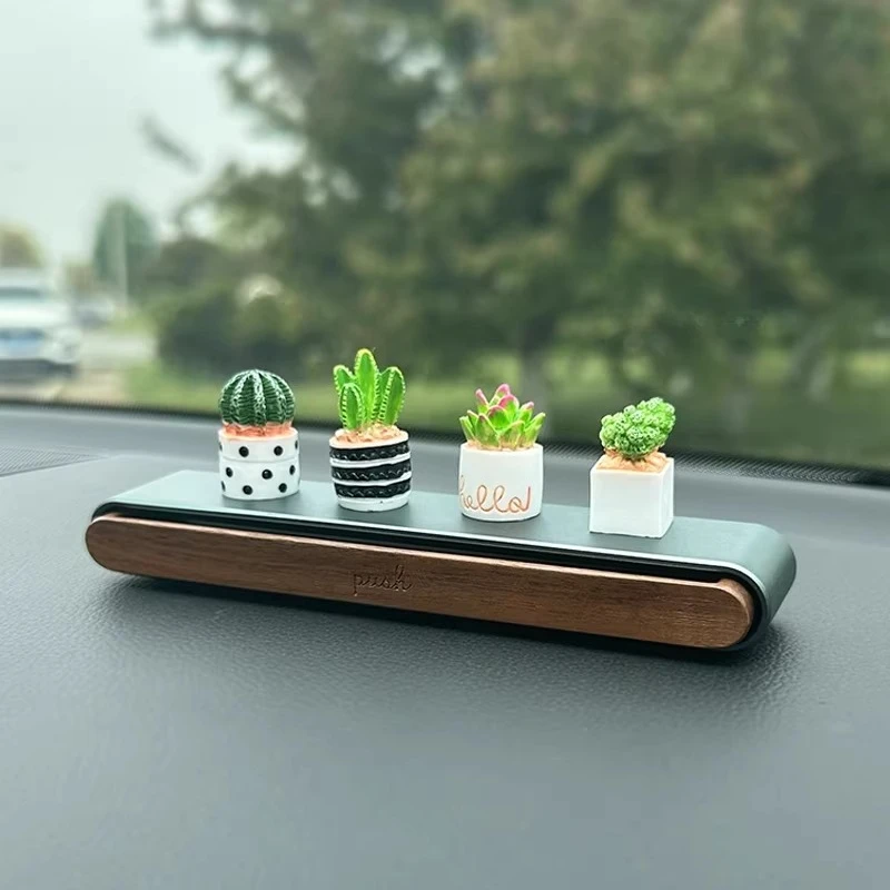 High‑Class Walnut Wood Parking Plate – Concealed Car Interior Accessory
