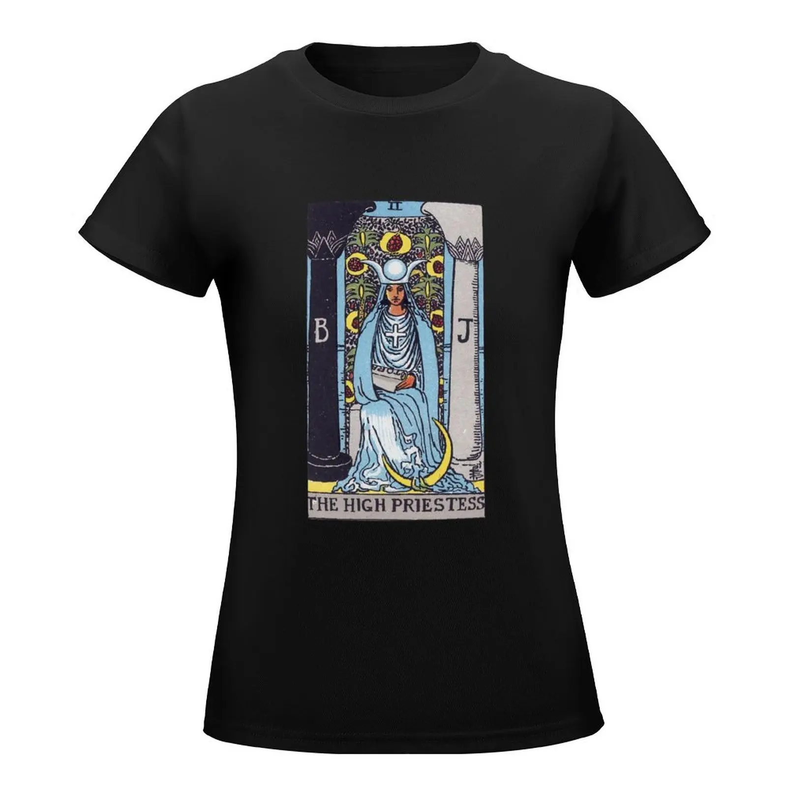 Rider Waite Smith (RWS) Major Arcana Tarot: 2 High Priestess T-Shirt Blouse sports fans designer clothes Women luxury