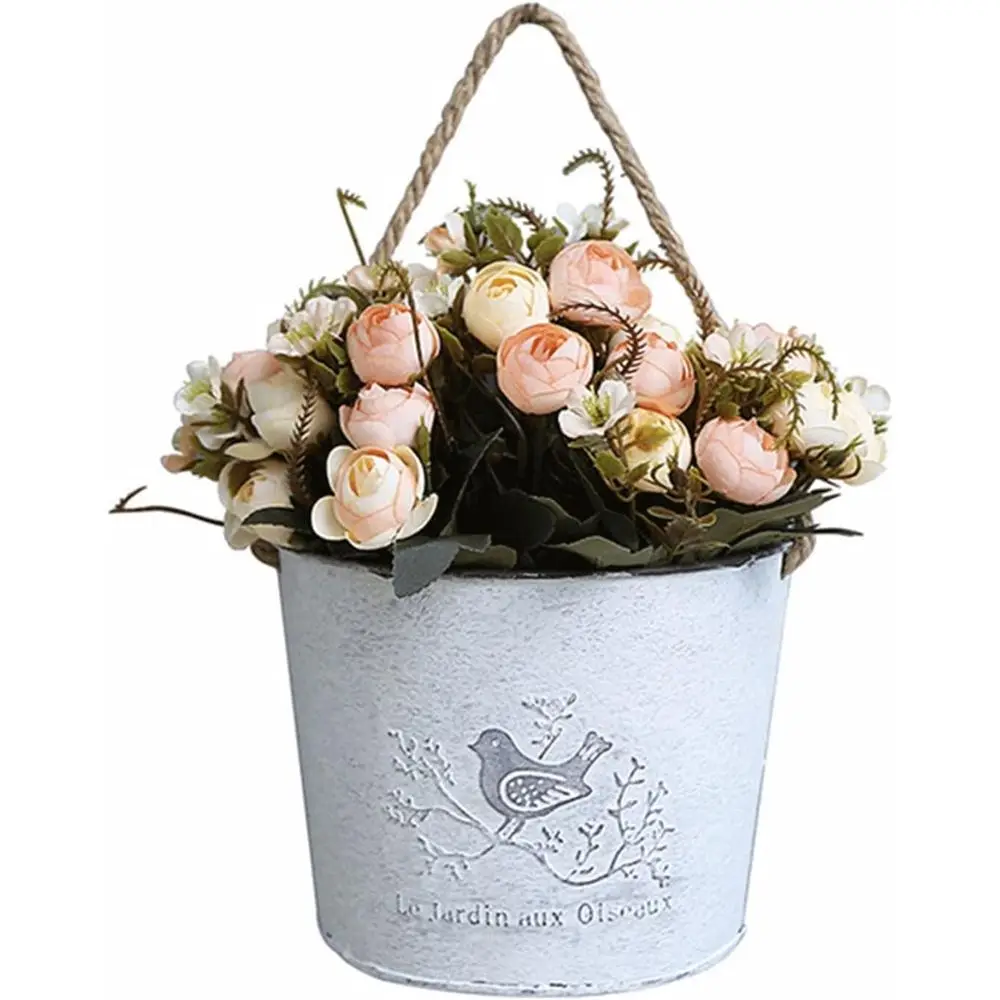 

Classic Iron Wall-Mounted Flower Baskets for Outdoor Balcony and Porch Decor