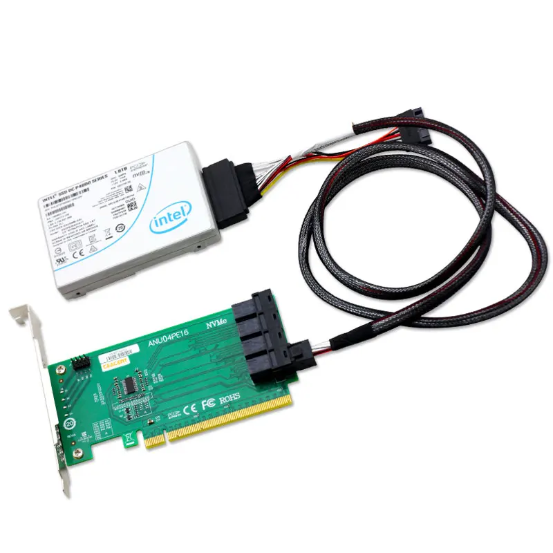 

ANU04PE16 NVMe SSD Expansion Card PCIe 3.0 x16 4*SFF8643, Up to 4*U.2 NVMe SSD, Low Profile