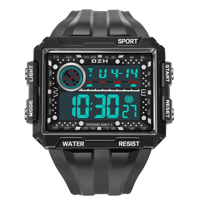 SYNOKE Big Screen Sport Men Watch Military zegarki męskie kwadratowe LED cyfrowy zegarek elektroniczny człowiek Relogio Masculino 6861