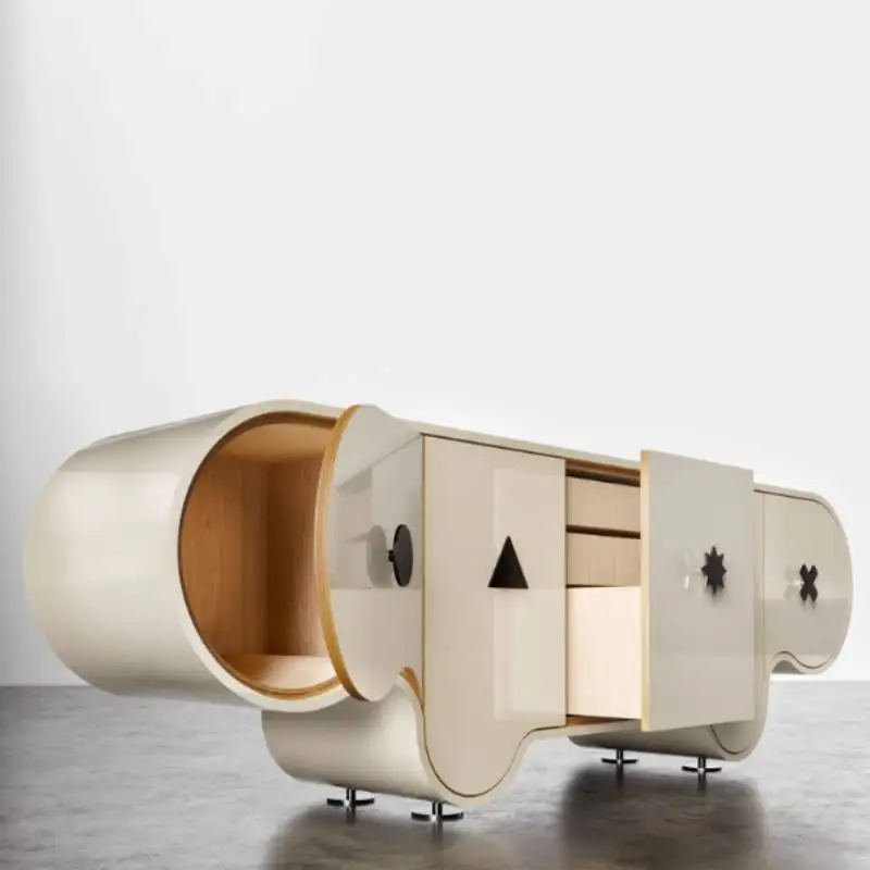 تصميم خزانة تلفزيون خشبية بيضاء لتزيين غرفة الفن شقة مصمم خزانة تلفزيون تخزين حديث أثاث تلفزيون Szafka Pod #5