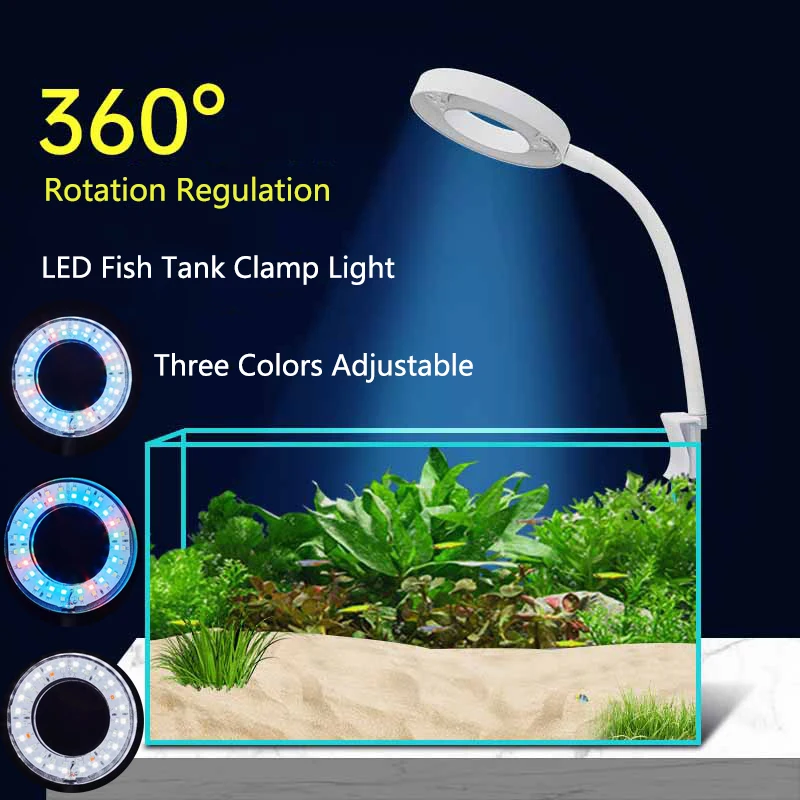 8W 5V USB Aquarium Light LED Waterproof Fish Tank Lighting Underwater Fish Lamp Aquariums Decor Plant Lamp Adjustable LED light