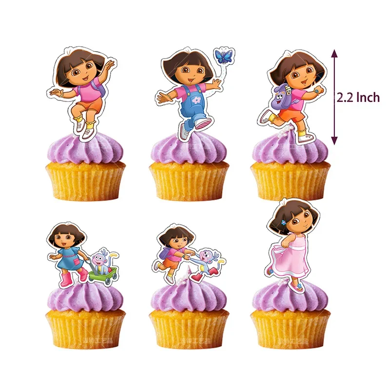 Dora Explorer Theme Party DIY Decorations Sets Latex Ballons Birthday Flag Banner Cake Topper Baby Shower Party Supplie Set Gift